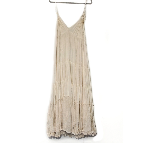 Free People Cosmico Maxi Endless Summer V Neck Sleeveless Dress Gauze Off White - Picture 3 of 8